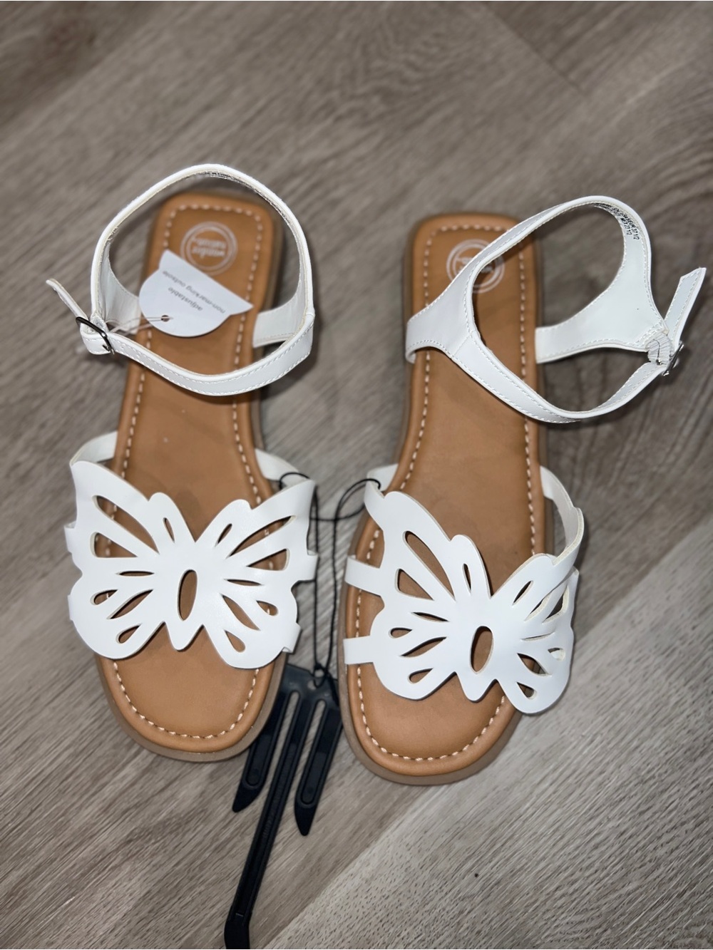 Wonder National Girls White Butterfly Ankle Strap Sandals Size 5 NWT